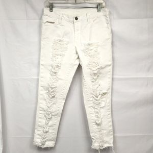 Levi’s White Hi Rise Skinny 632 Jeans (Distressed)